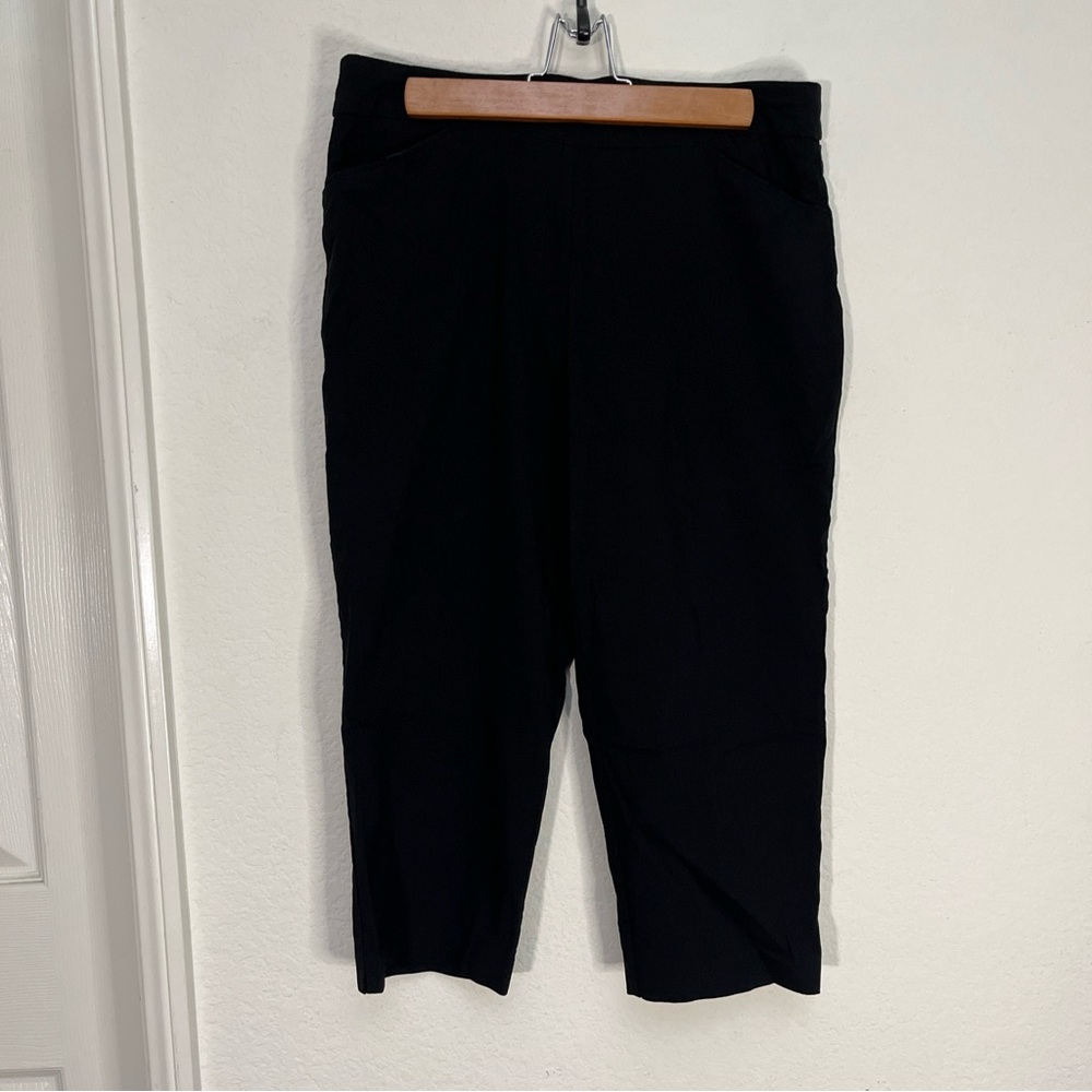 Time And Tru Black Capri Pants Cropped Pedal Pushers Pull On Stretch Sz M 8-10 - Picture 3 of 10
